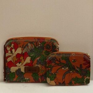 Sakroots Colorful Floral Pouch Duo set makeup bags big and small excellent shape